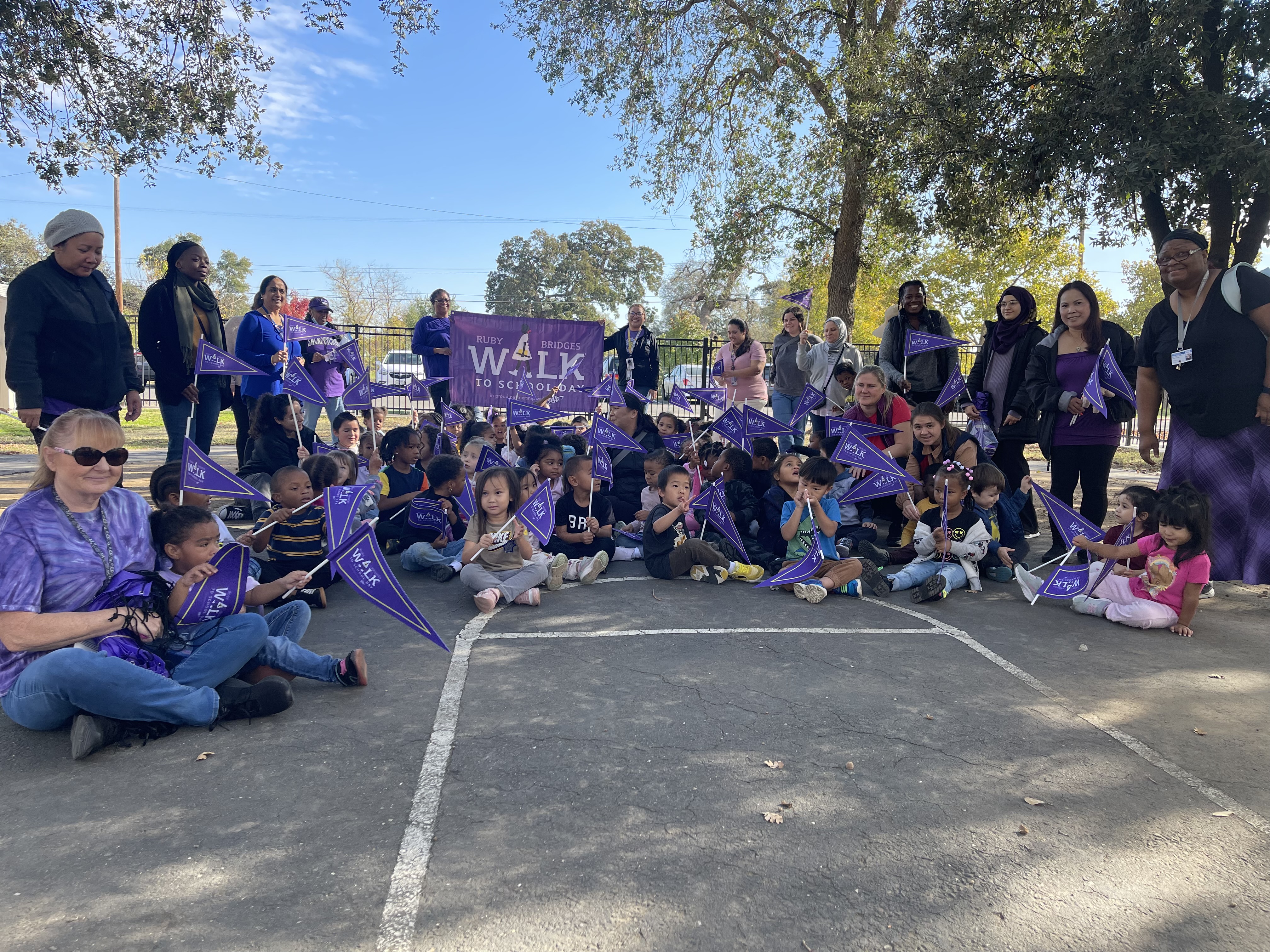 Students and staff at Morey Avenue