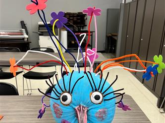 Blue girl with flowers pumpkin